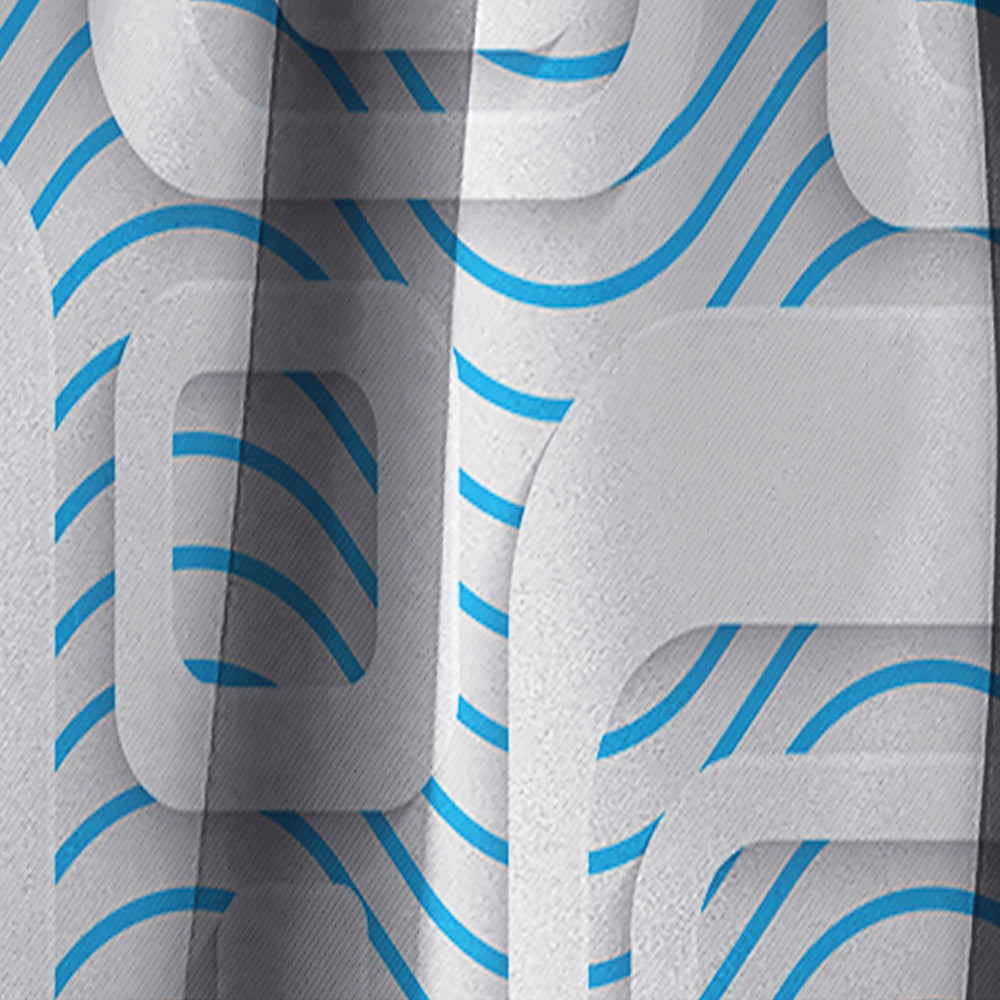 3D White And Blue Pattern I - Mid-Century Modern Curtain - 1 Panel