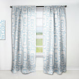 3D White And Blue Pattern I' Mid-Century Modern Curtain 1 Panel Sheer