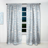 3D White And Blue Pattern I' Mid-Century Modern Curtain 1 Panel Sheer
