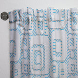 3D White And Blue Pattern I' Mid-Century Modern Curtain 1 Panel Sheer