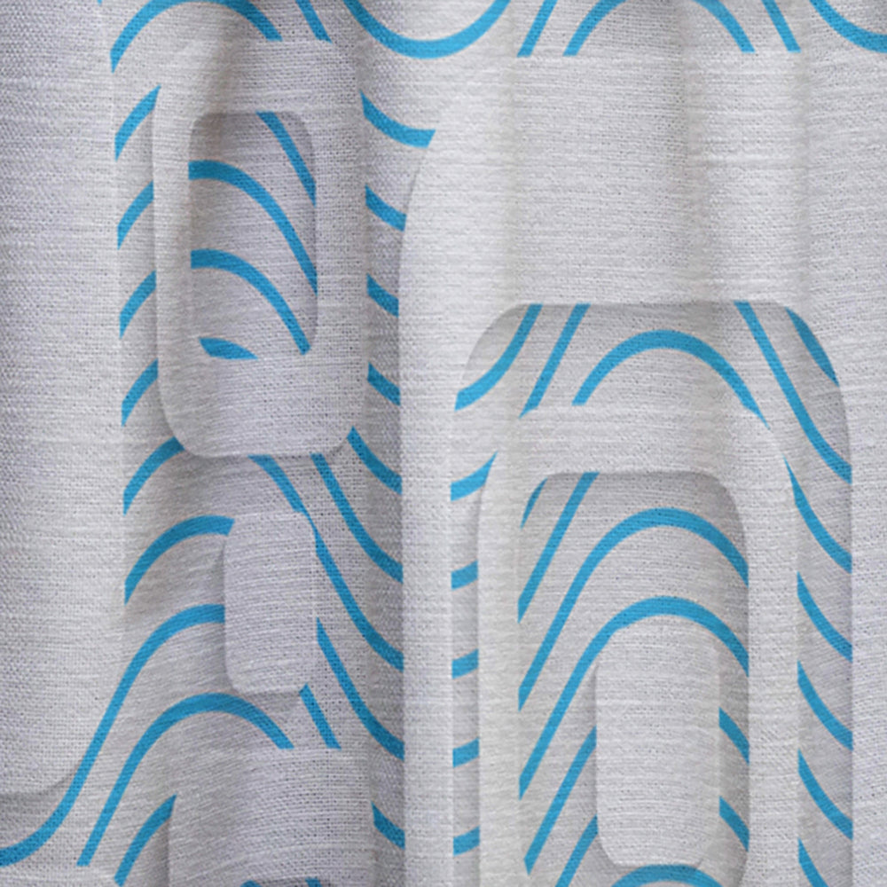 3D White And Blue Pattern I' Mid-Century Modern Curtain 1 Panel Blackout