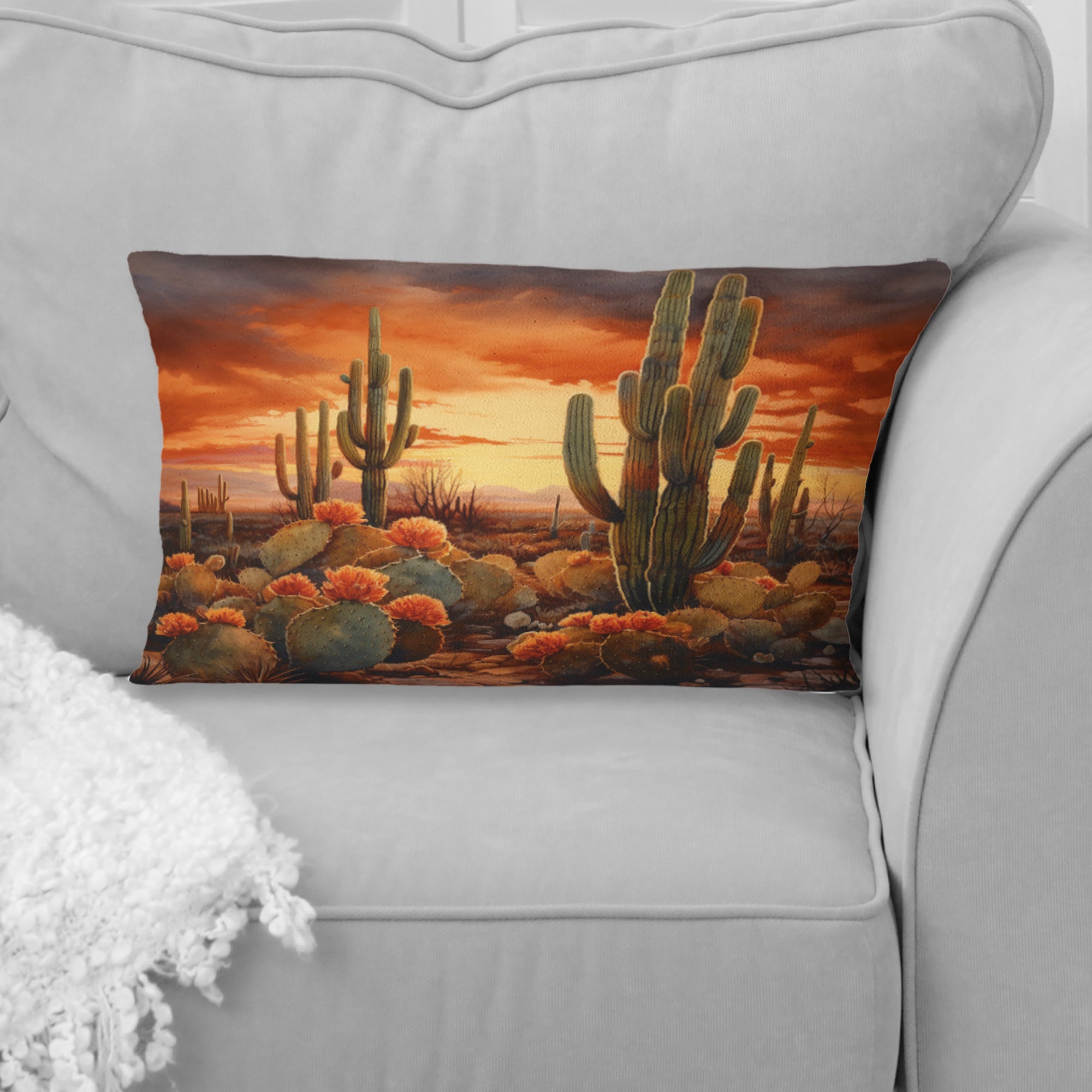 Copper Cactus In Nevada - Cactus Throw Pillow