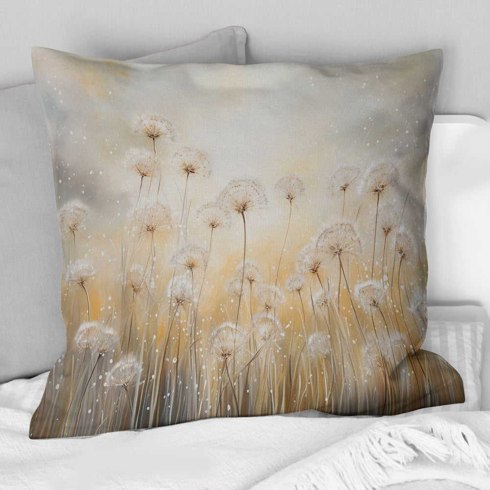 Dandelion Field Breeze - Flower Field Throw Pillow