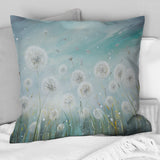 Dandelion Field Breeze III - Flower Field Throw Pillow