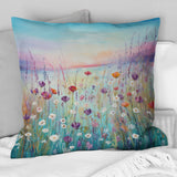 Wild Flowers Meadows II - Flower Field Throw Pillow