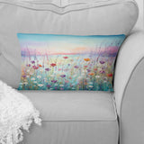 Wild Flowers Meadows II - Flower Field Throw Pillow