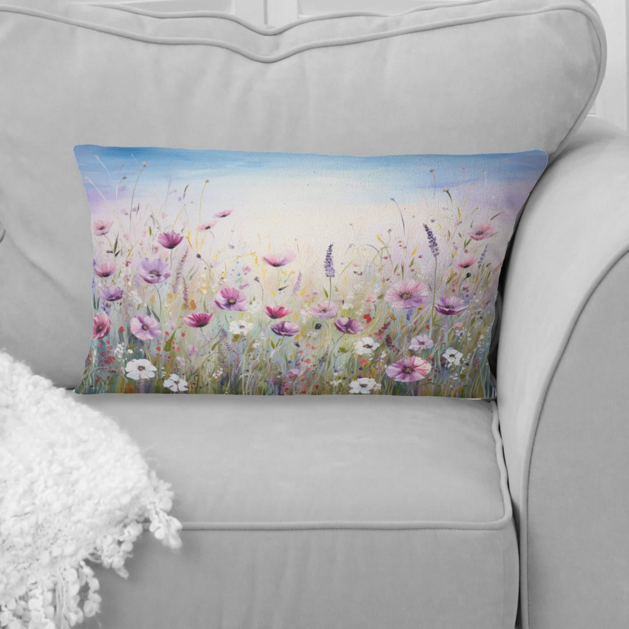 Wild Flowers Meadows III - Flower Field Throw Pillow
