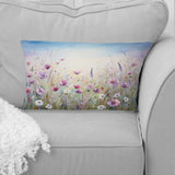 Wild Flowers Meadows III - Flower Field Throw Pillow