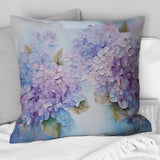 Purple Hydrangea Paradise Flowers I - Flower Field Throw Pillow