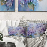 Purple Hydrangea Paradise Flowers I - Flower Field Throw Pillow