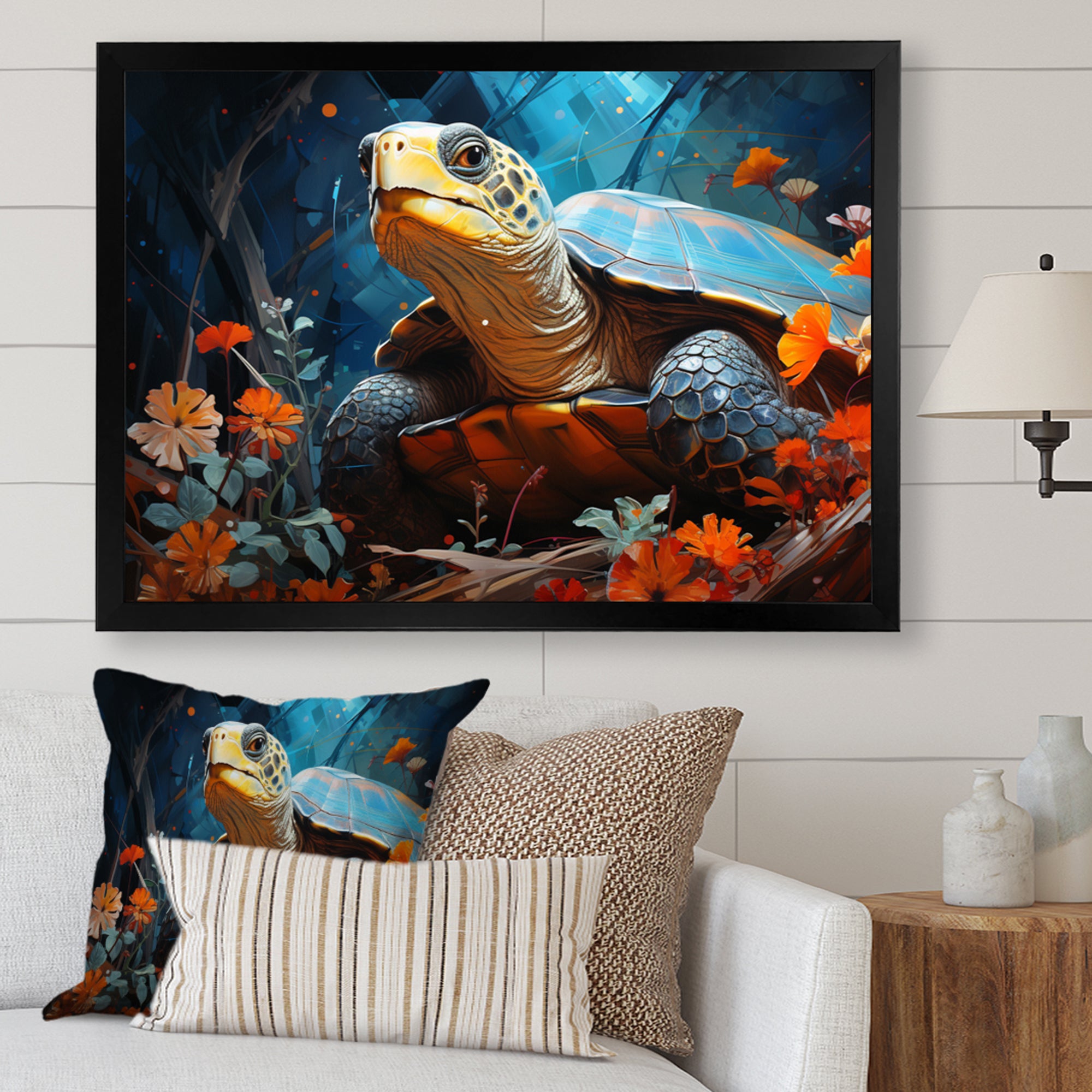 Turtles Journey Floral Collage - Turtle Wall Art Prints