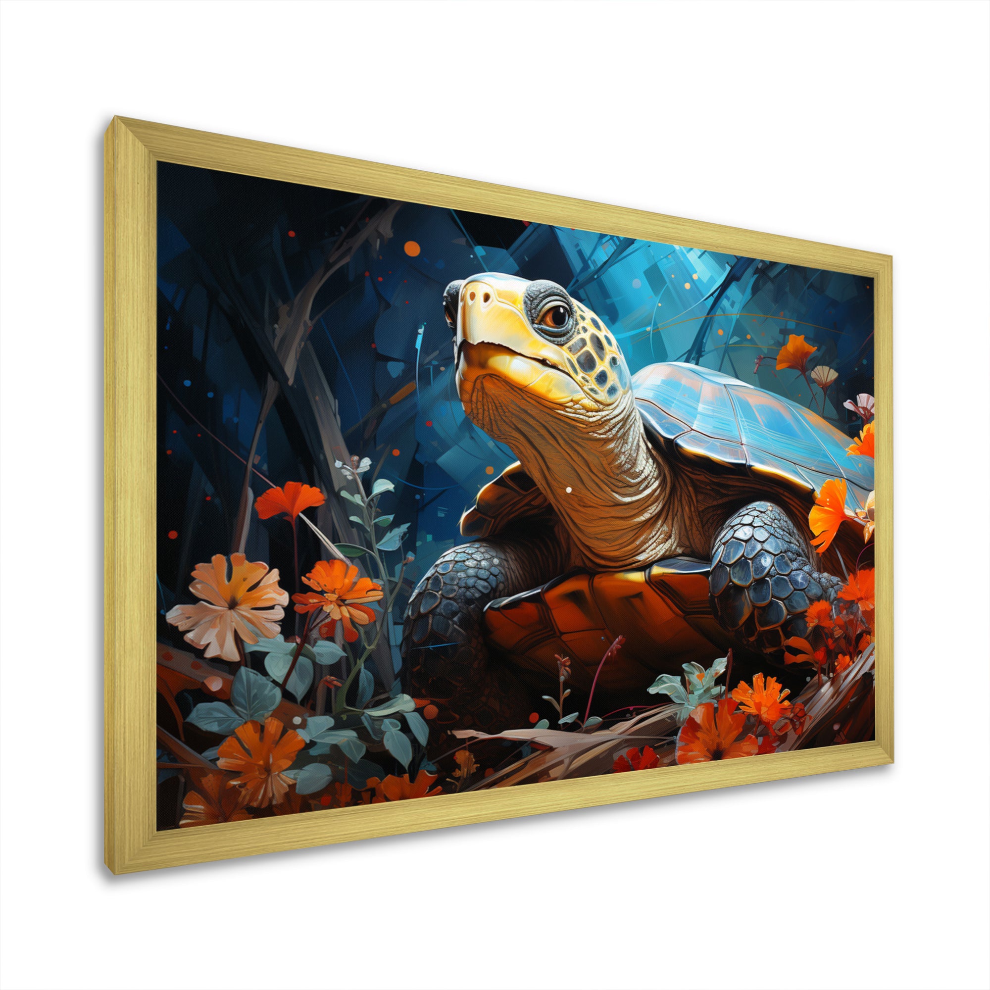 Turtles Journey Floral Collage - Turtle Wall Art Prints