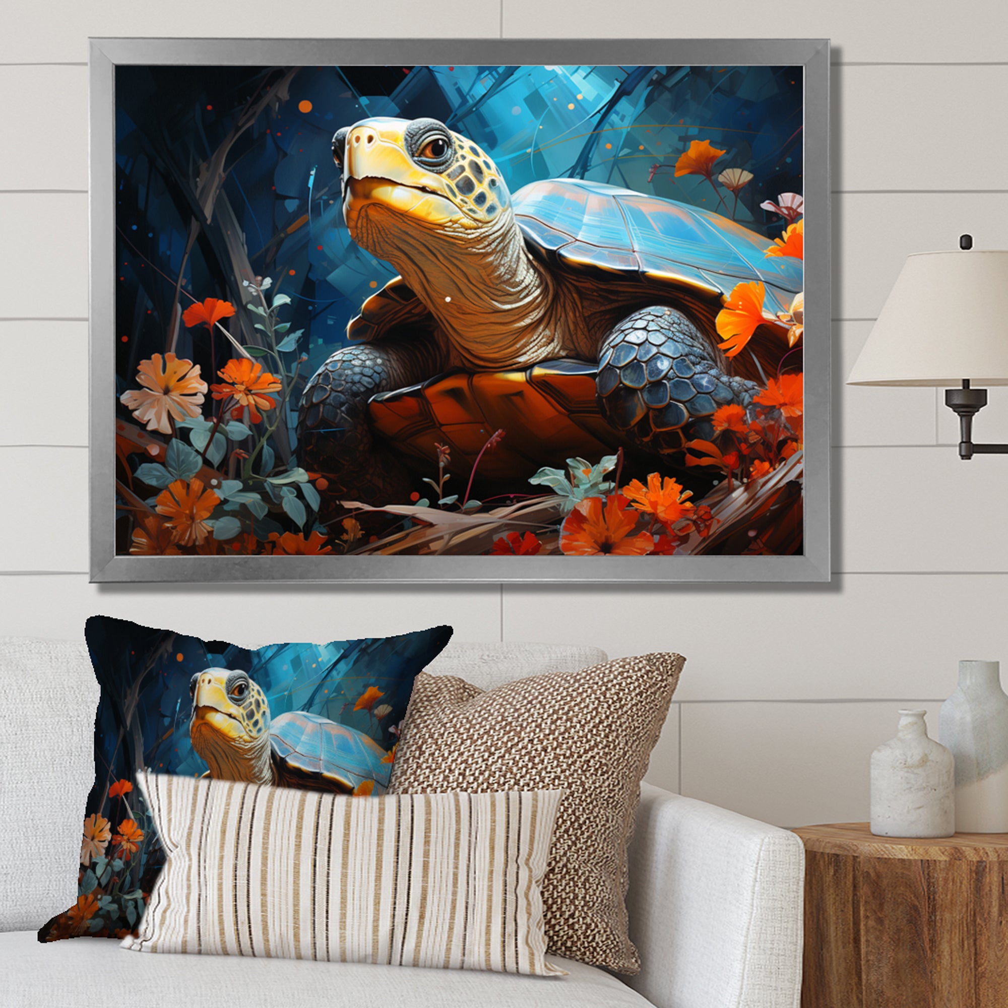Turtles Journey Floral Collage - Turtle Wall Art Prints