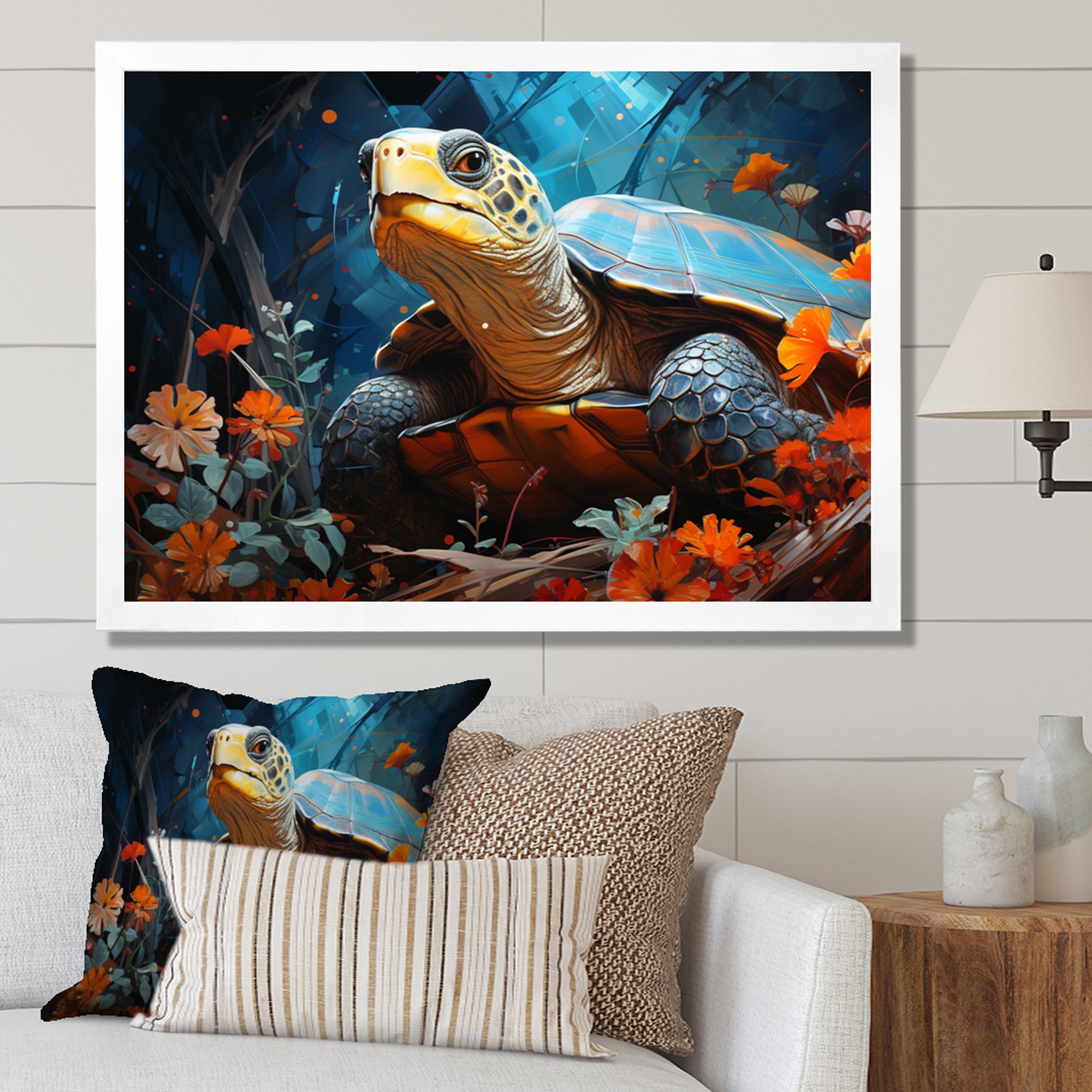 Turtles Journey Floral Collage - Turtle Wall Art Prints
