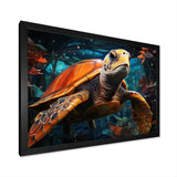 Turtle Journey Floral Geometric - Brown Turtle Wall Art