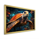 Turtle Journey Floral Geometric - Brown Turtle Wall Art