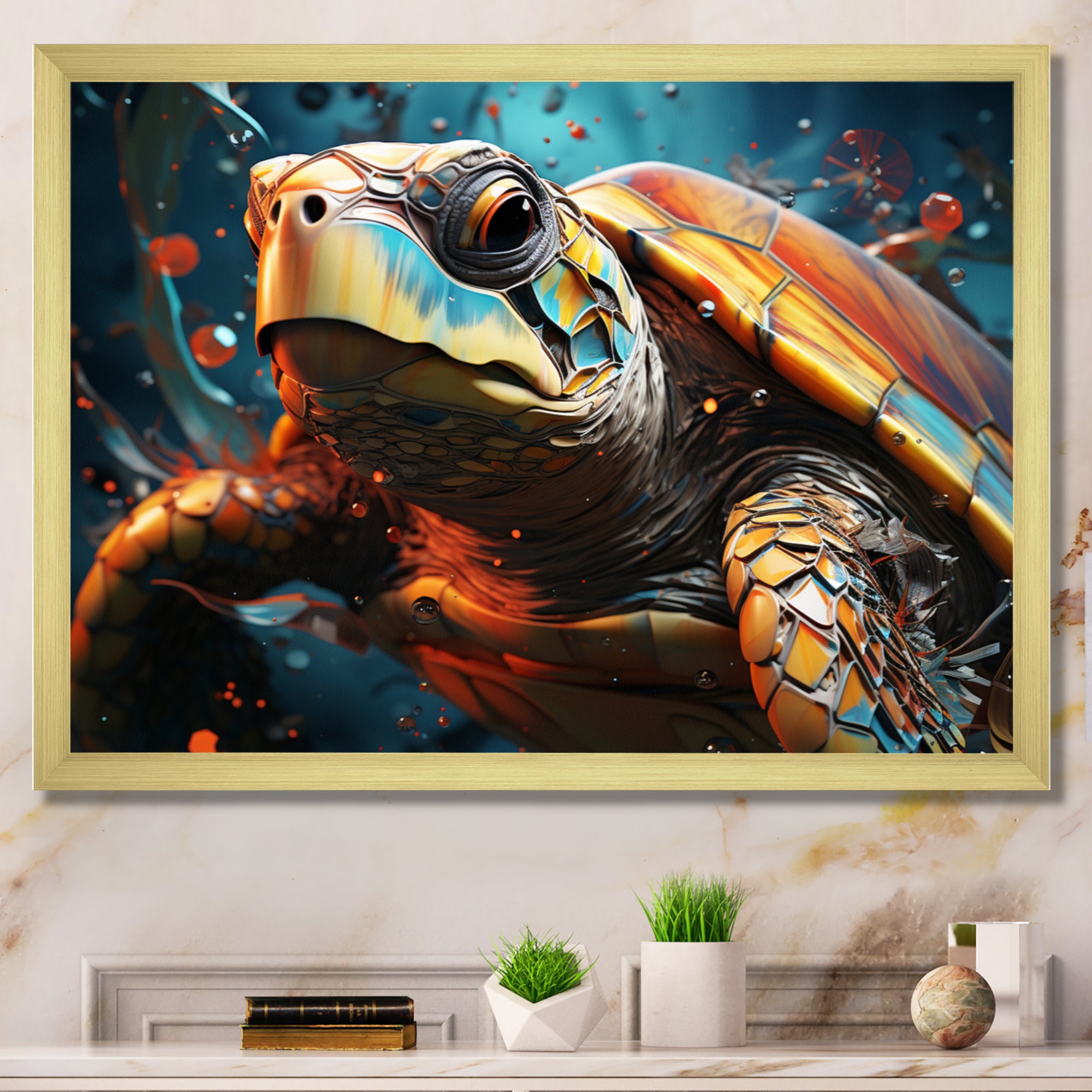 Turtle Journey Geometric - Brown Turtle Wall Art