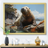 Walrus Rustic Charm - Walrus Large Canvas Wall Art