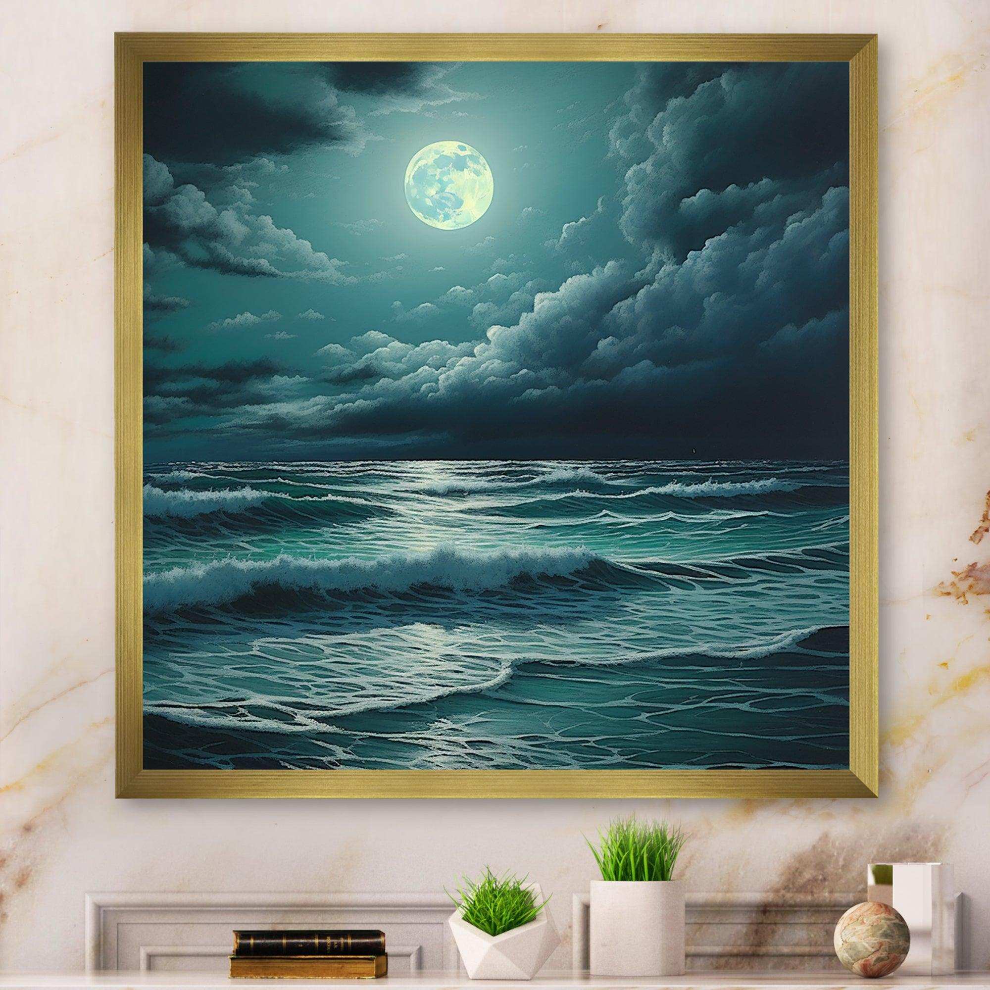 Super Moon Over The Sea IV - Beach Canvas Wall Art – IDesignart