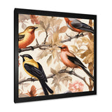 Yellow Black Birds On Trees - Bird Living Room Wall Art
