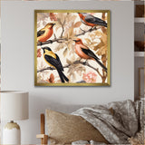 Yellow Black Birds On Trees - Bird Living Room Wall Art