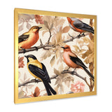 Yellow Black Birds On Trees - Bird Living Room Wall Art