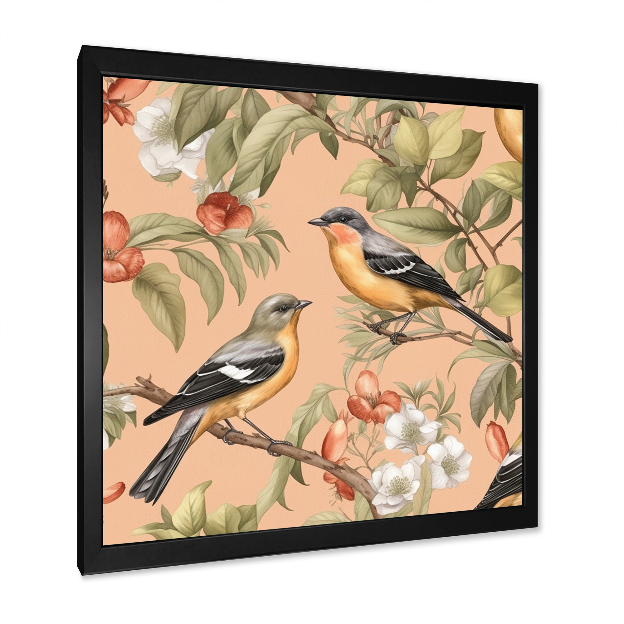 Green Yellow Birds On Trees - Bird Bedroom Wall Art