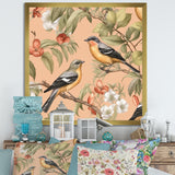 Green Yellow Birds On Trees - Bird Bedroom Wall Art