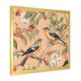 Green Yellow Birds On Trees - Bird Bedroom Wall Art