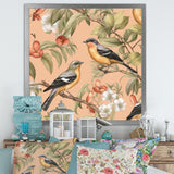 Green Yellow Birds On Trees - Bird Bedroom Wall Art