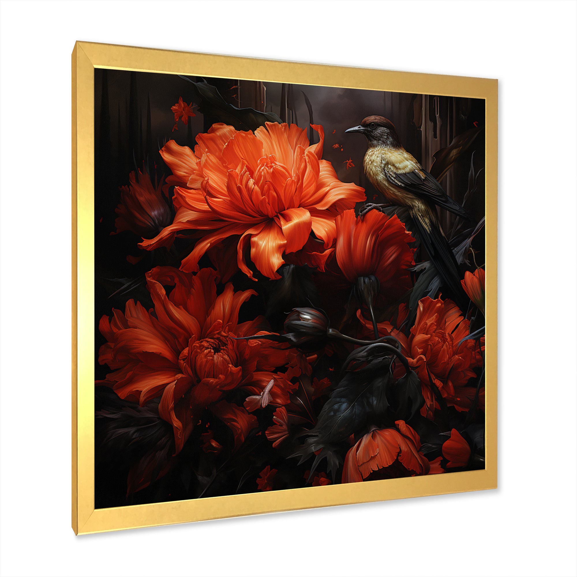 Modern Bluejaybirds On Flower - Bird Canvas Wall Art