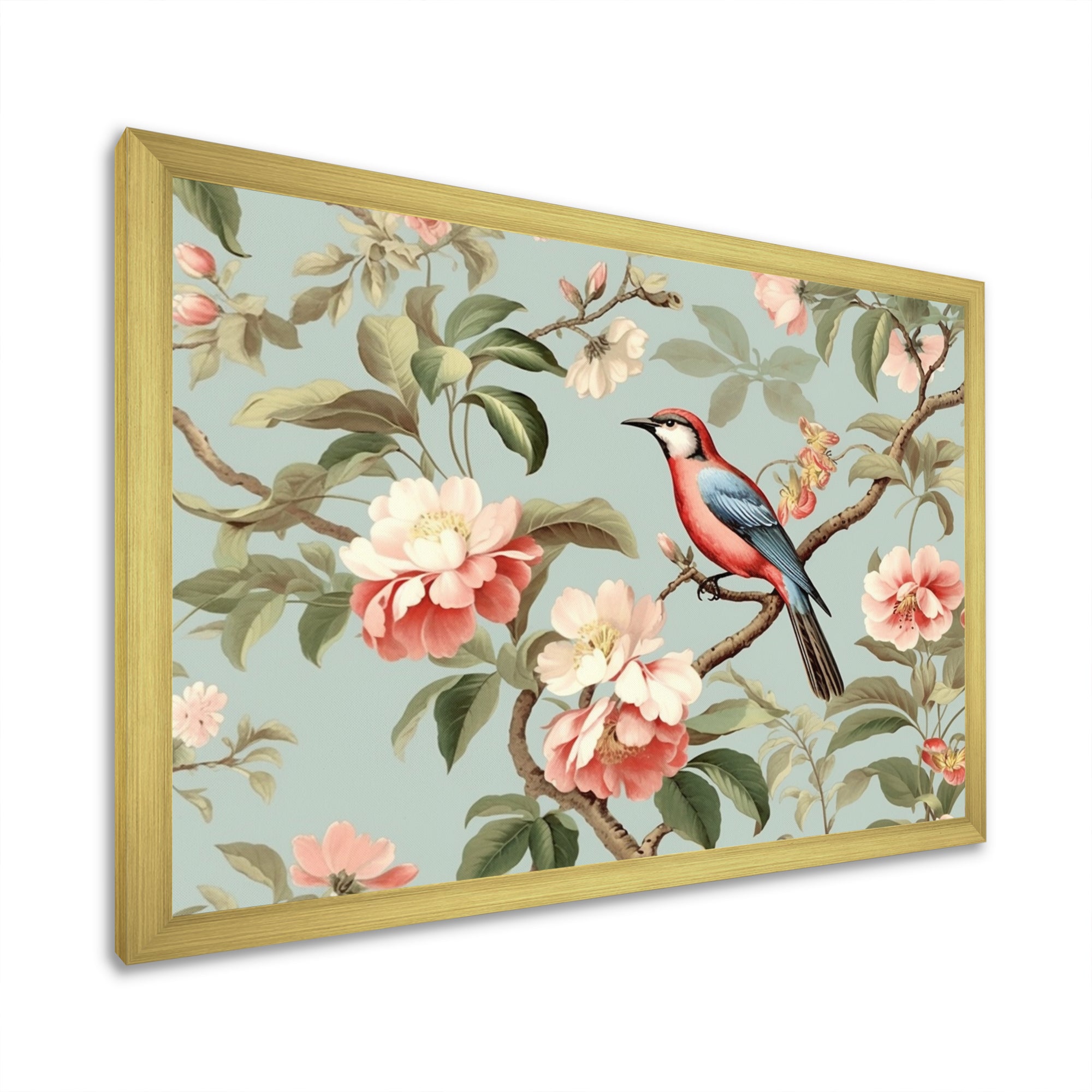 Brown Bird On Floral Trees - Bird Wall Art Prints