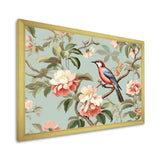 Brown Bird On Floral Trees - Bird Wall Art Prints