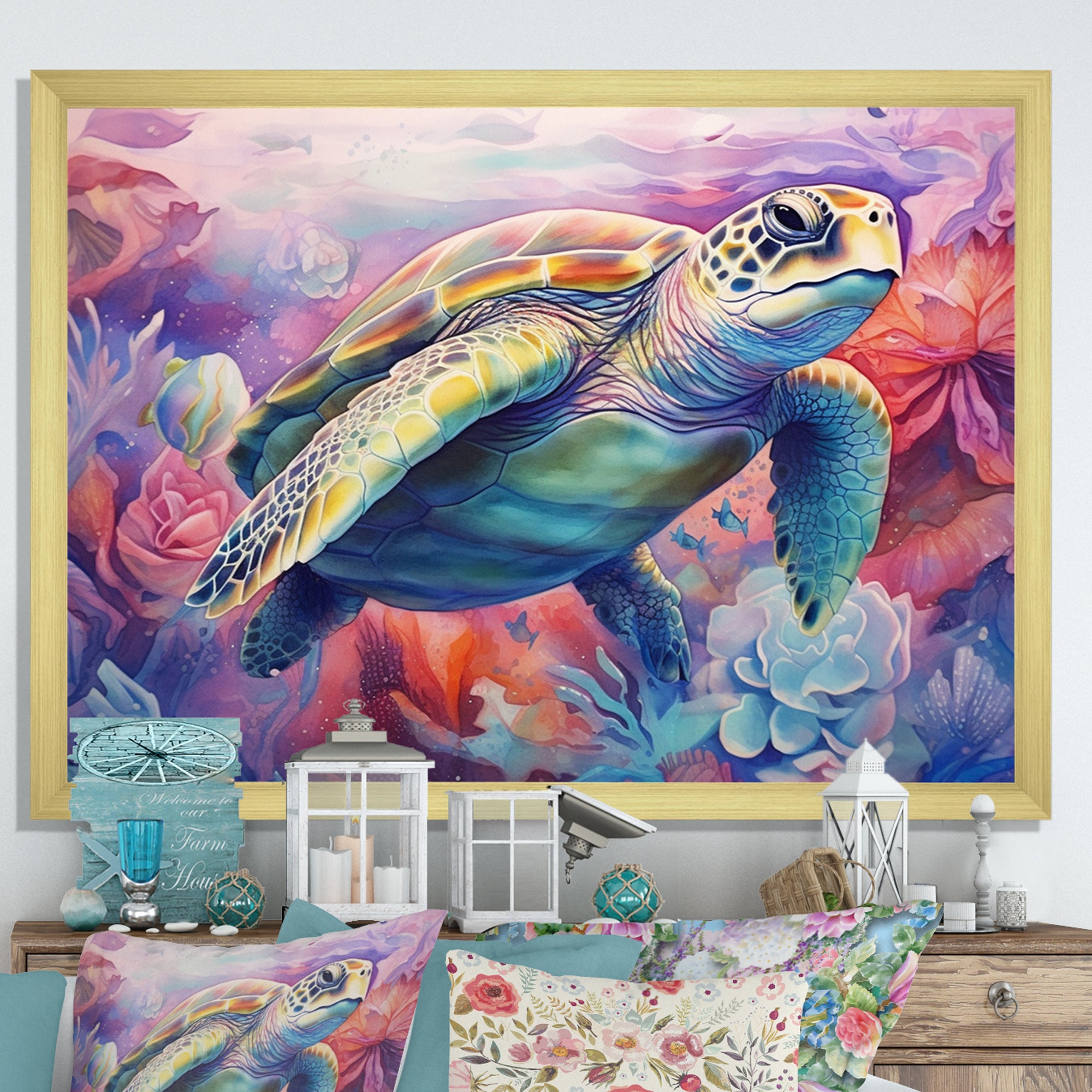 Graceful Turtle - Turtle Living Room Wall Art