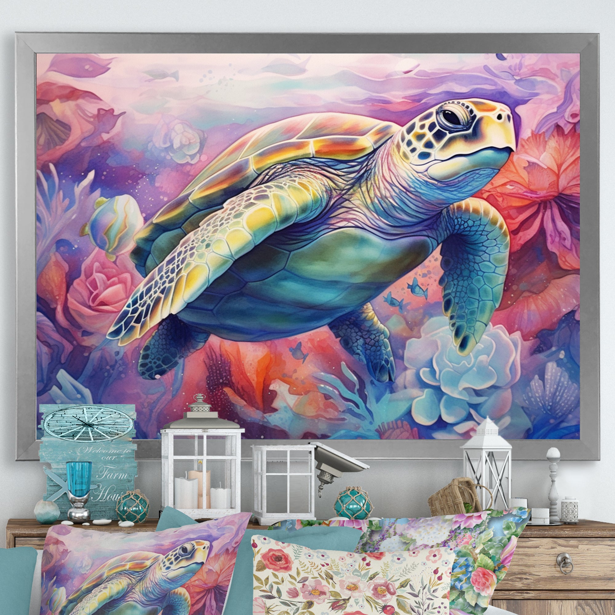 Graceful Turtle - Turtle Living Room Wall Art