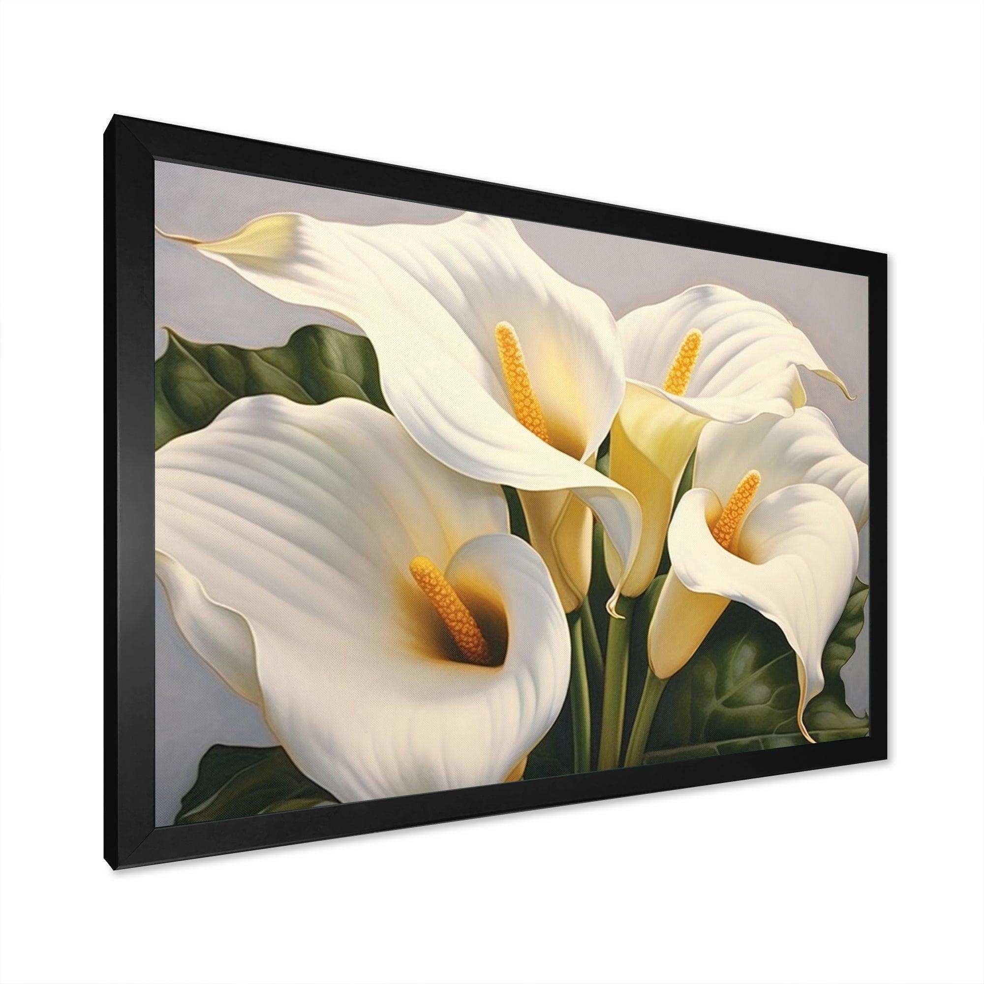 White Green Lily Serenade - Floral Canvas Wall Art