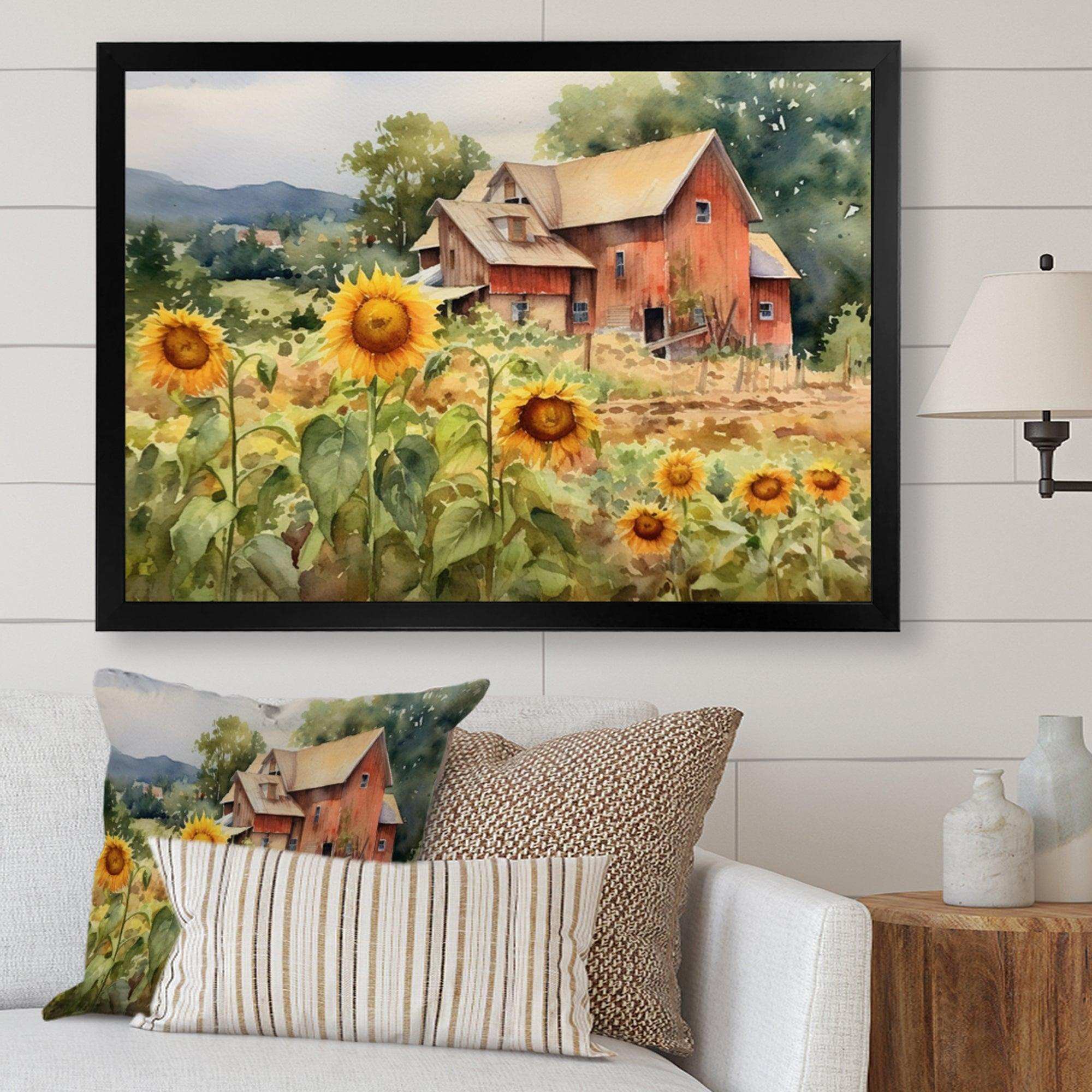 Golden Sunflower At The Farm III - Floral Canvas Wall Art