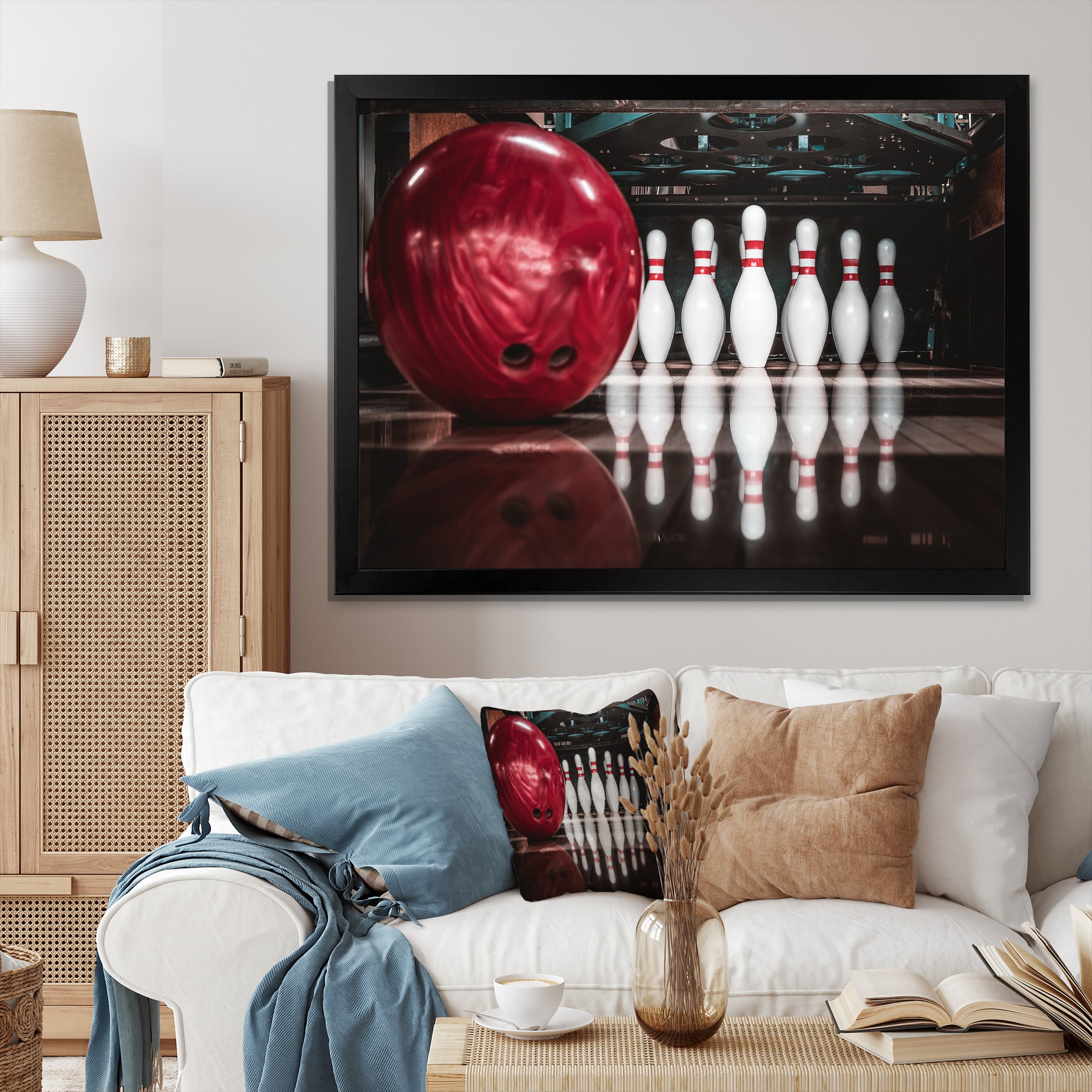 Red Strike Bowling - Bowling Canvas Wall Art