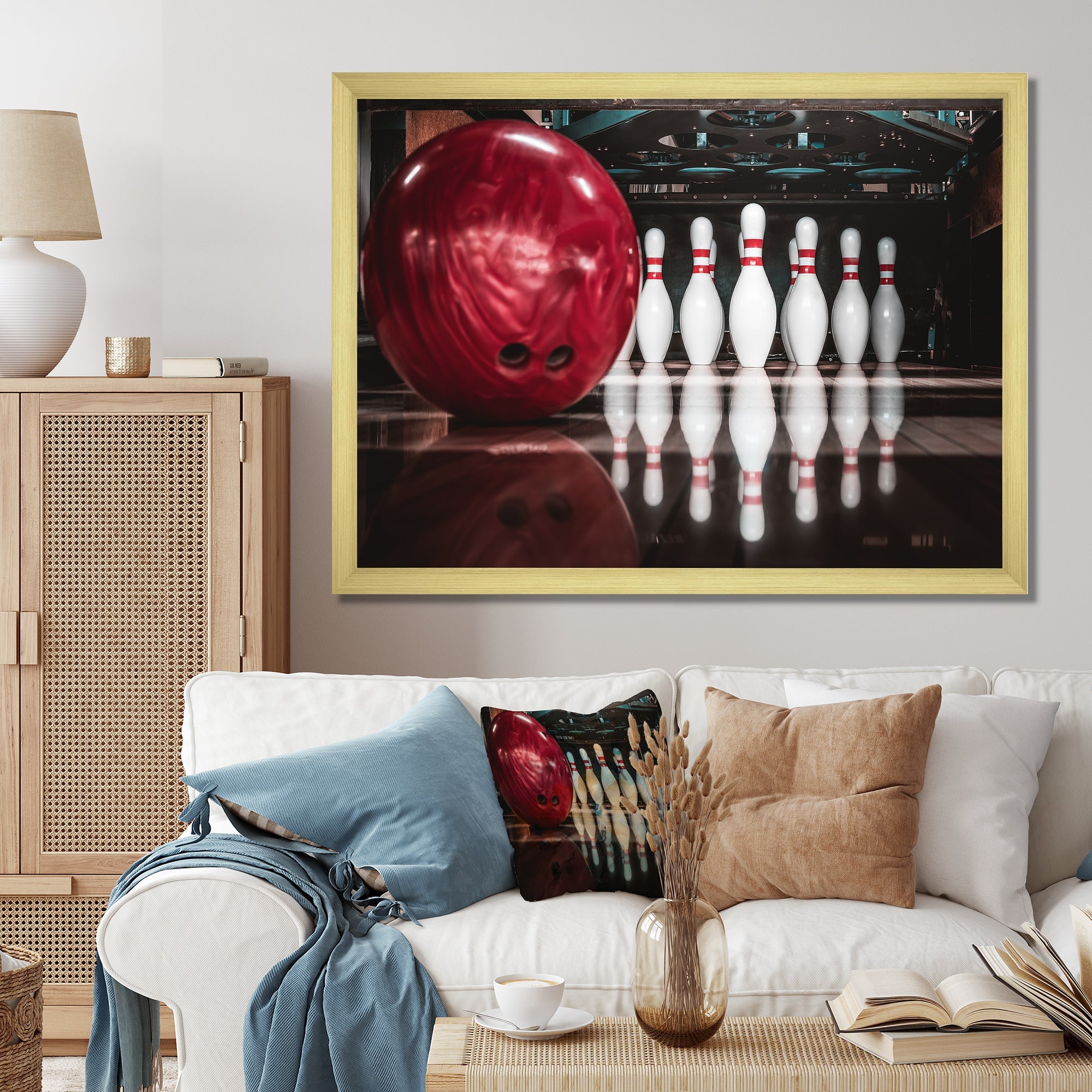 Red Strike Bowling - Bowling Canvas Wall Art