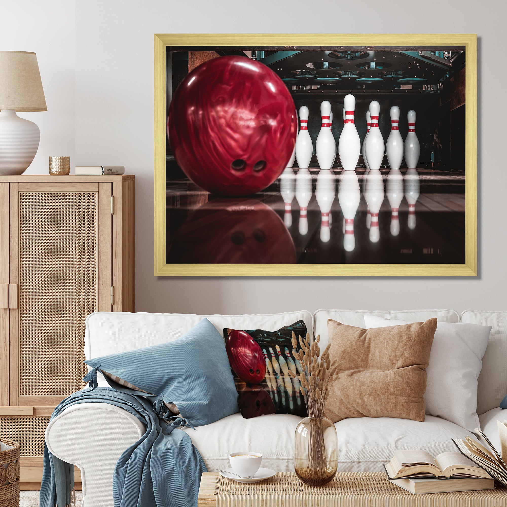 Red Strike Bowling - Bowling Canvas Wall Art