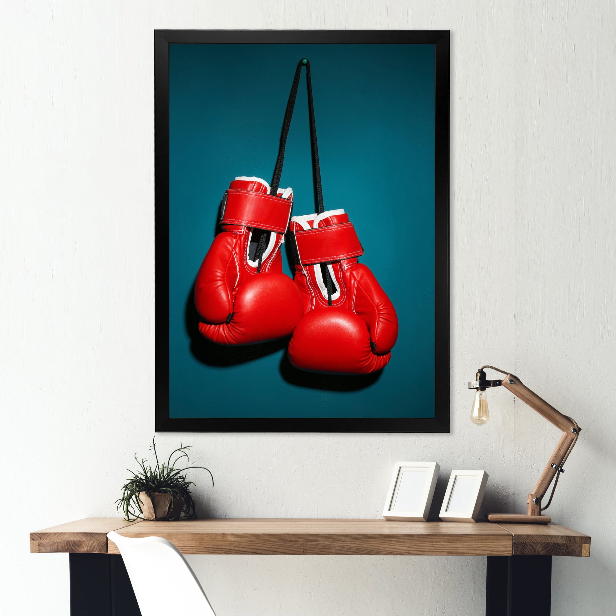 Knockout Red Box Gloves - Sport Boxer Canvas Wall Art