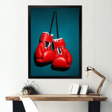 Knockout Red Box Gloves - Sport Boxer Canvas Wall Art