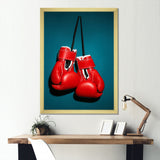 Knockout Red Box Gloves - Sport Boxer Canvas Wall Art