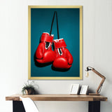 Knockout Red Box Gloves - Sport Boxer Canvas Wall Art