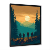 Yellow Teal Bold Hiking Sunset I - Hiking Canvas Wall Art