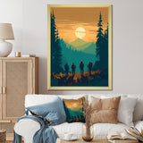 Yellow Teal Bold Hiking Sunset I - Hiking Canvas Wall Art