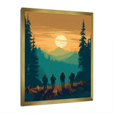 Yellow Teal Bold Hiking Sunset I - Hiking Canvas Wall Art