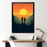 Orange Yellow Bold Hiking Sunset - Hiking Canvas Wall Art
