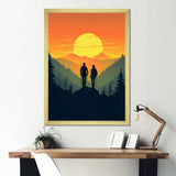 Orange Yellow Bold Hiking Sunset - Hiking Canvas Wall Art