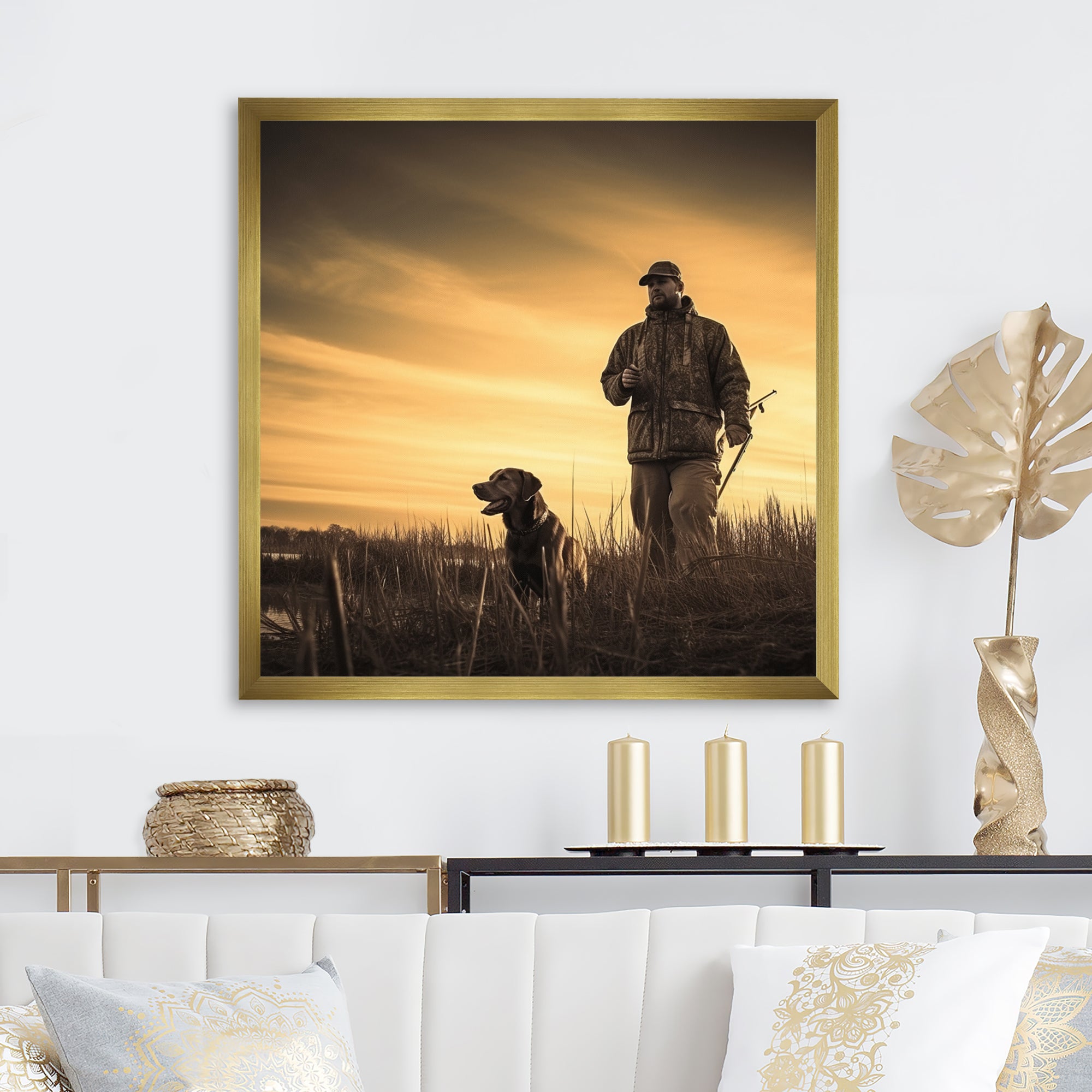 Hunting At Sunrise I - Hunting & Fishing Canvas Wall Art